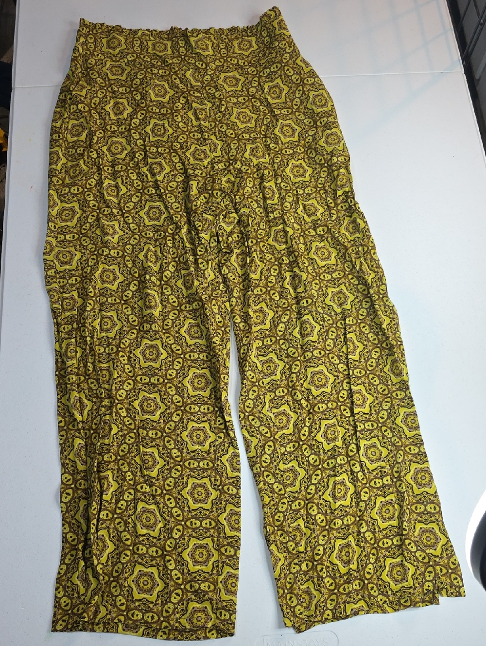 Sanctuary For Anthropology Yellow Patterned Wide-Leg Palazzo Pants